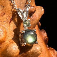 Labradorite & Moldavite Necklace Sterling Silver #8895-Moldavite Life