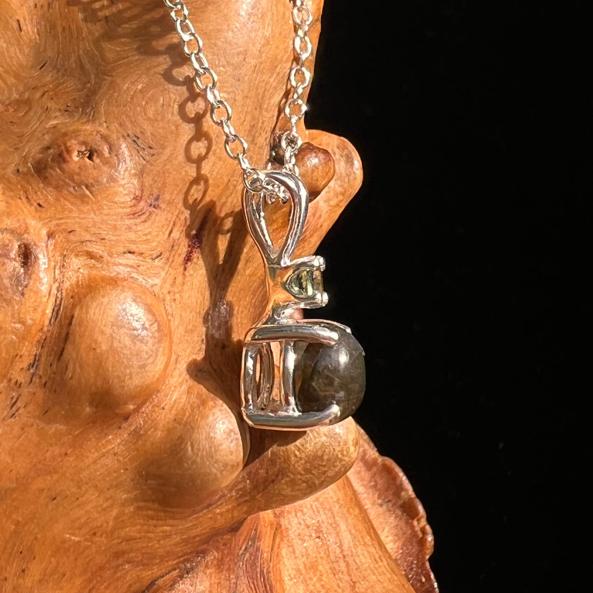 Labradorite & Moldavite Necklace Sterling Silver #8895-Moldavite Life
