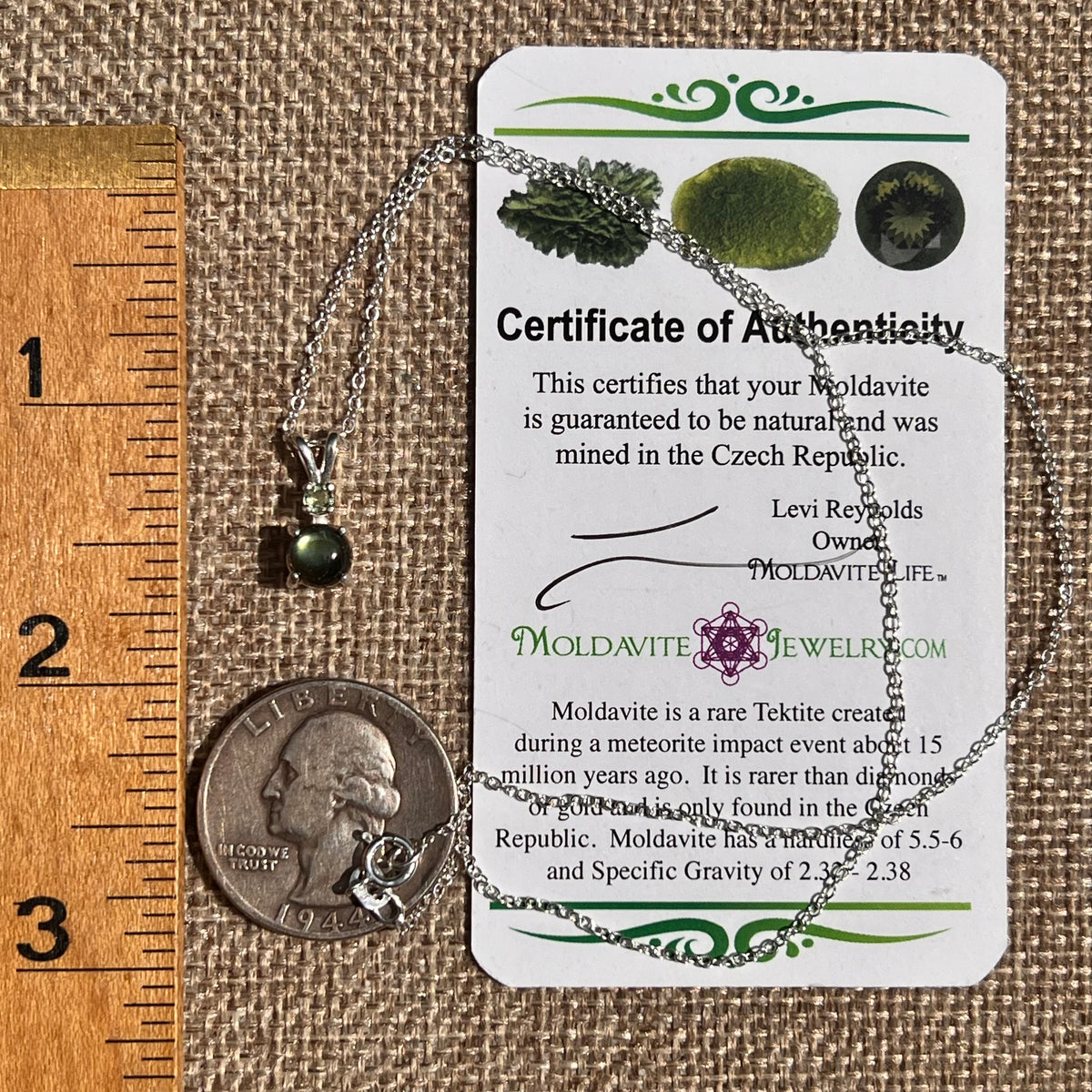 Labradorite & Moldavite Necklace Sterling Silver #8895-Moldavite Life