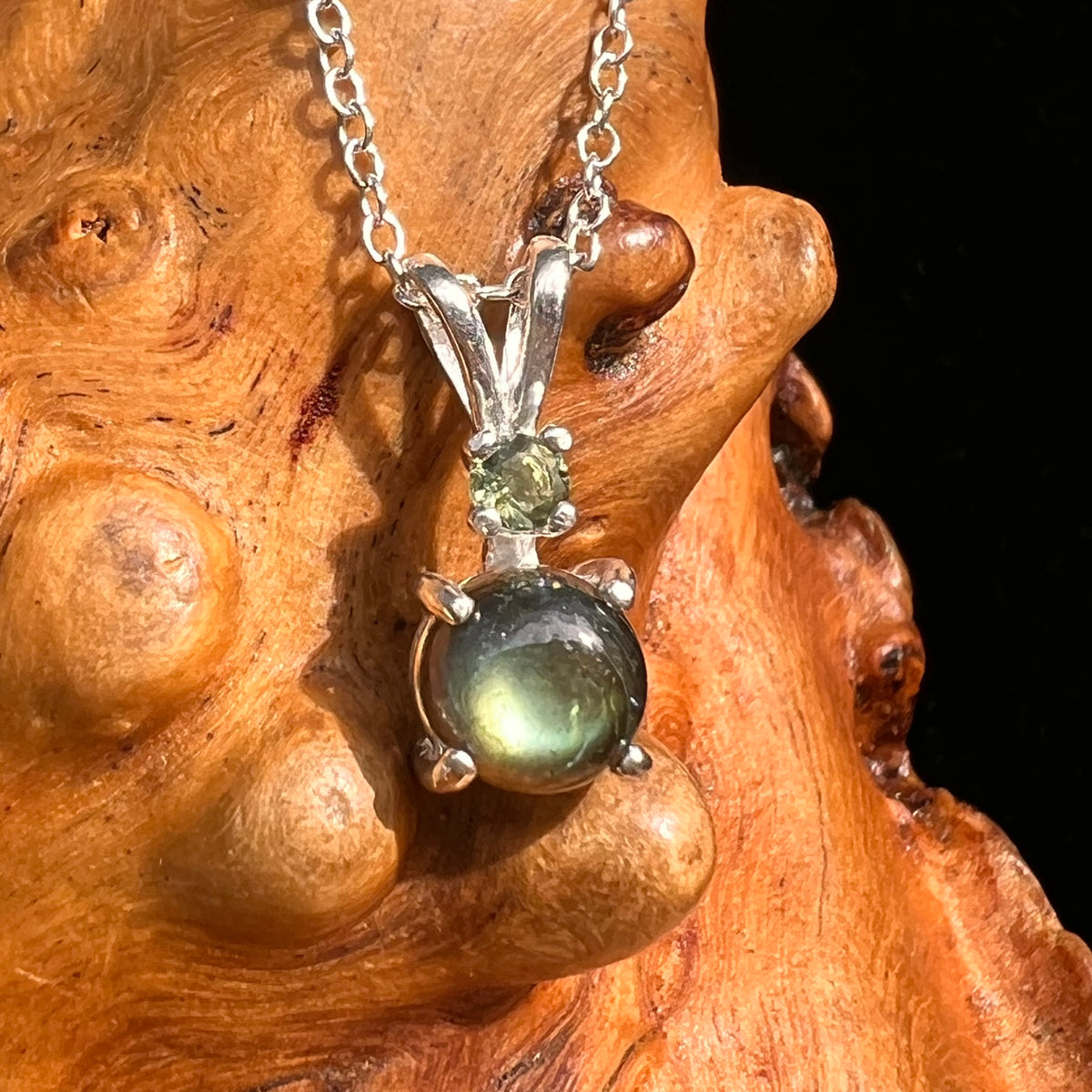 Labradorite & Moldavite Necklace Sterling Silver #8895-Moldavite Life