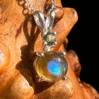 Labradorite & Moldavite Necklace Sterling Silver #8896-Moldavite Life