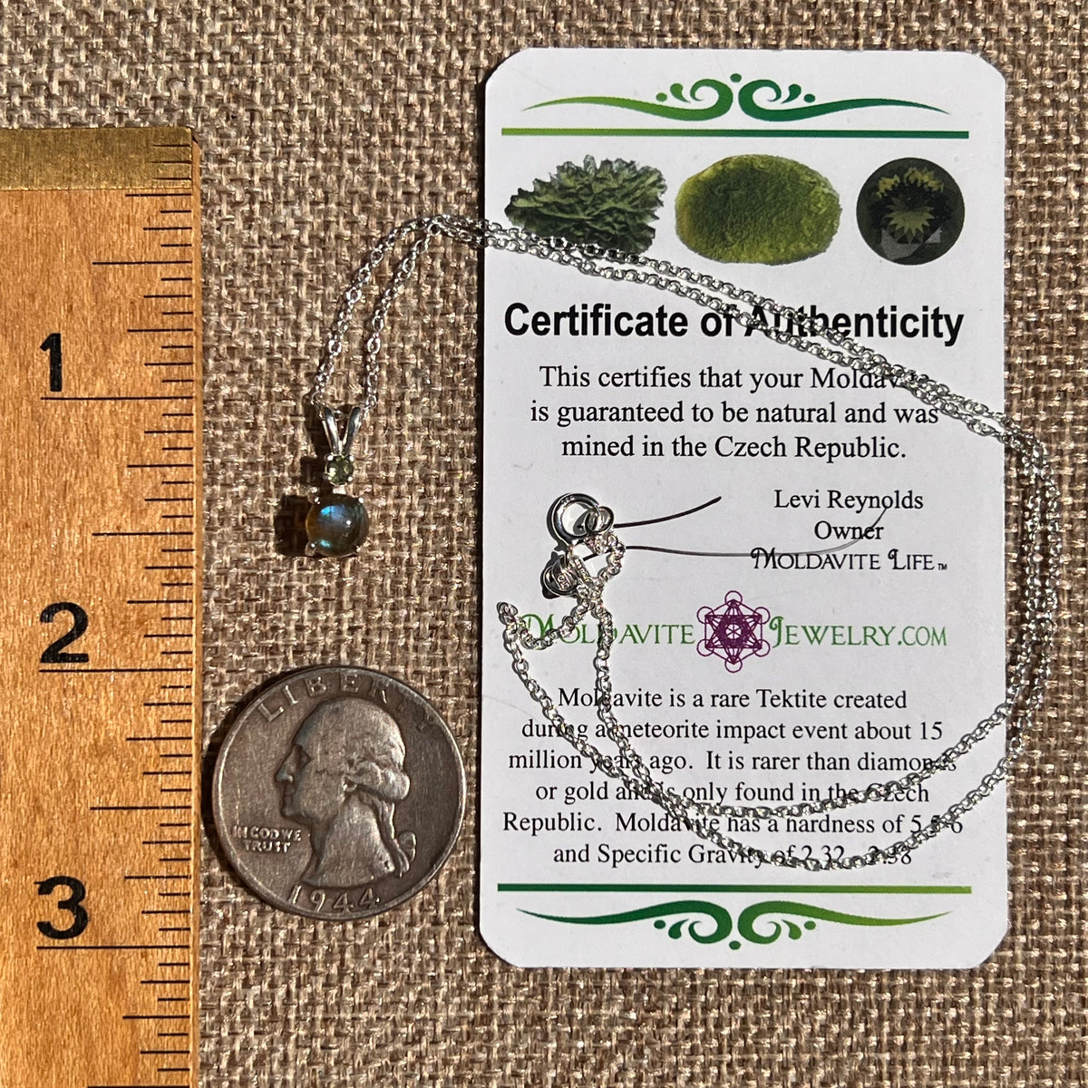 Labradorite & Moldavite Necklace Sterling Silver #8896-Moldavite Life