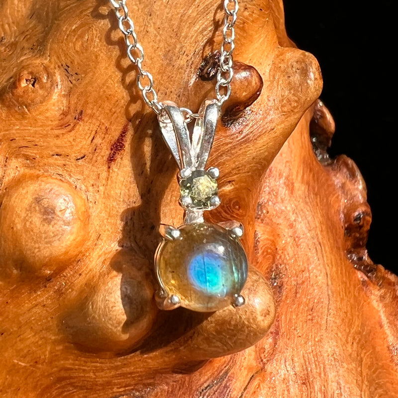 Labradorite & Moldavite Necklace Sterling Silver #8896-Moldavite Life