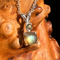 Labradorite & Moldavite Necklace Sterling Silver #8897-Moldavite Life