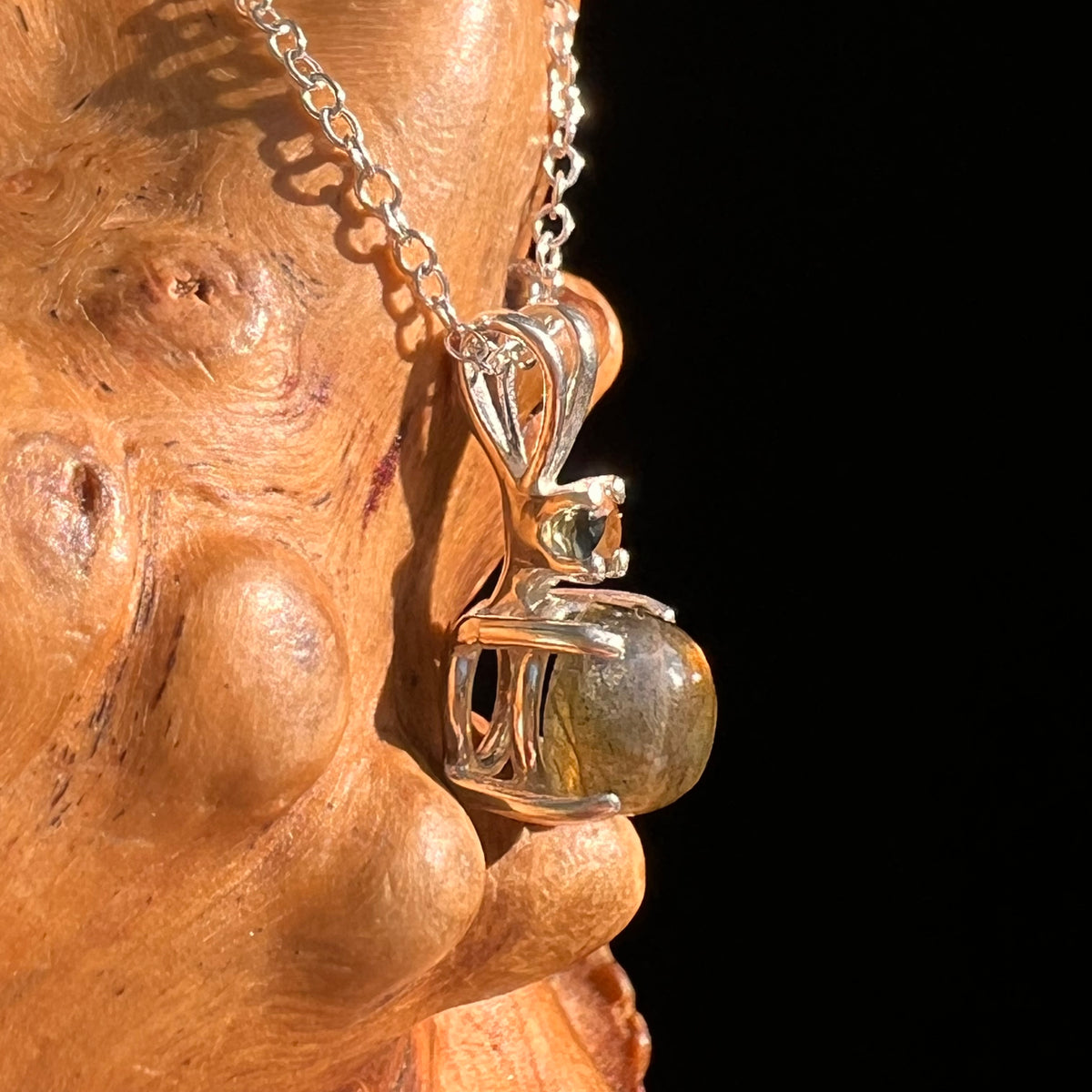 Labradorite & Moldavite Necklace Sterling Silver #8898-Moldavite Life