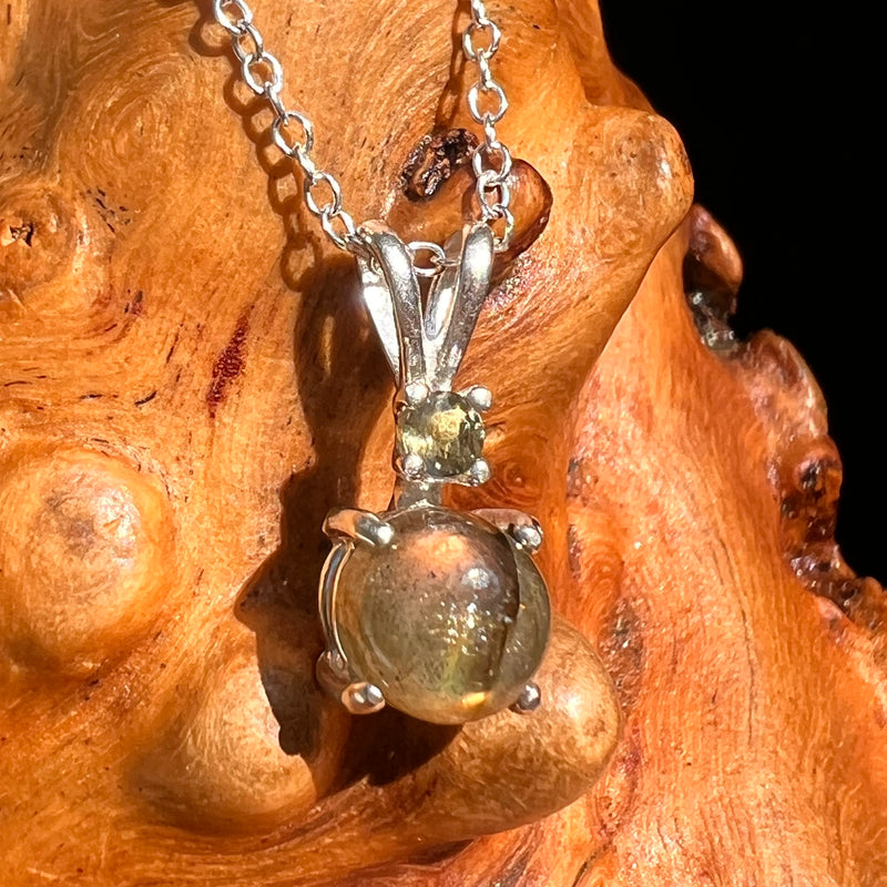 Labradorite & Moldavite Necklace Sterling Silver #8898-Moldavite Life