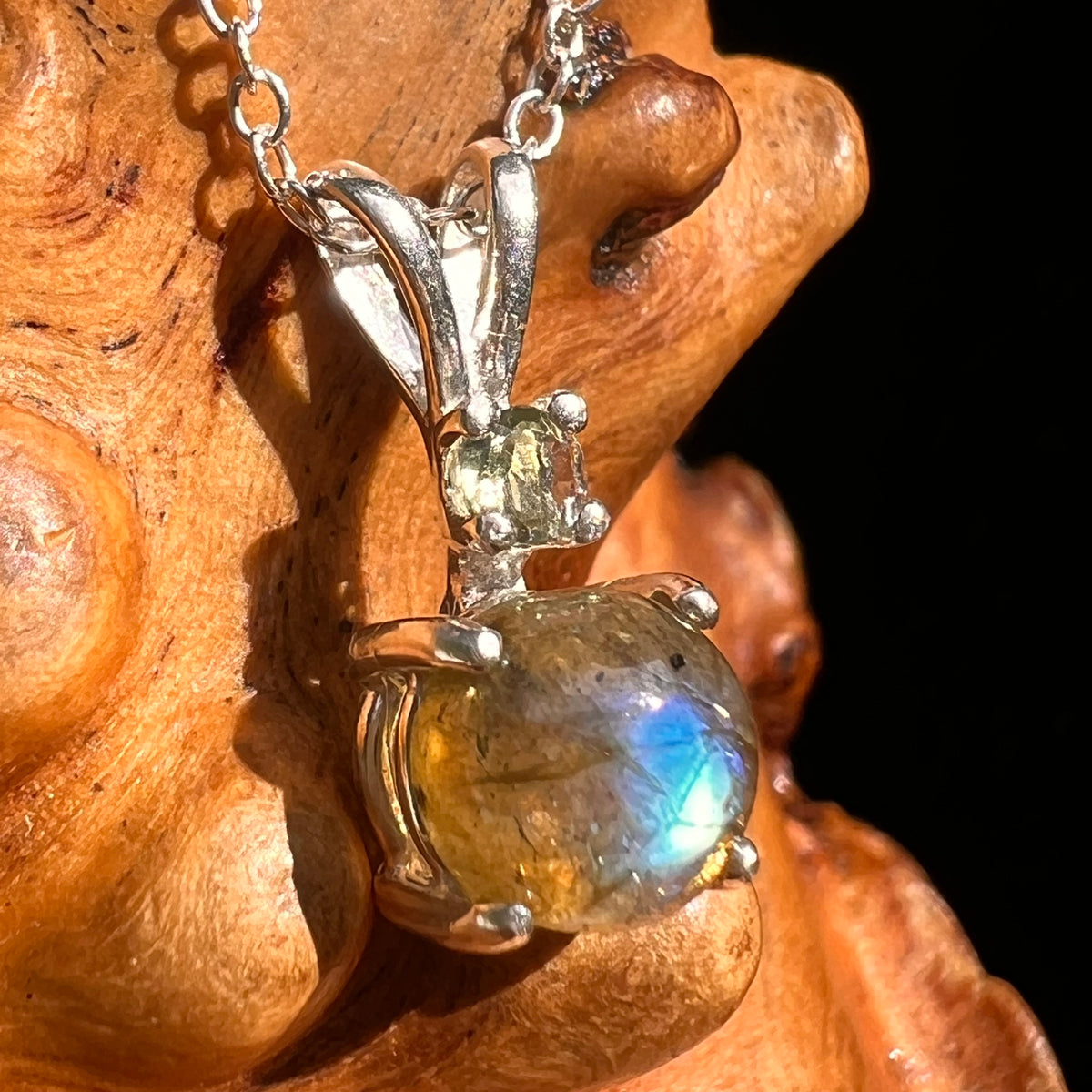 Labradorite & Moldavite Necklace Sterling Silver #8899-Moldavite Life
