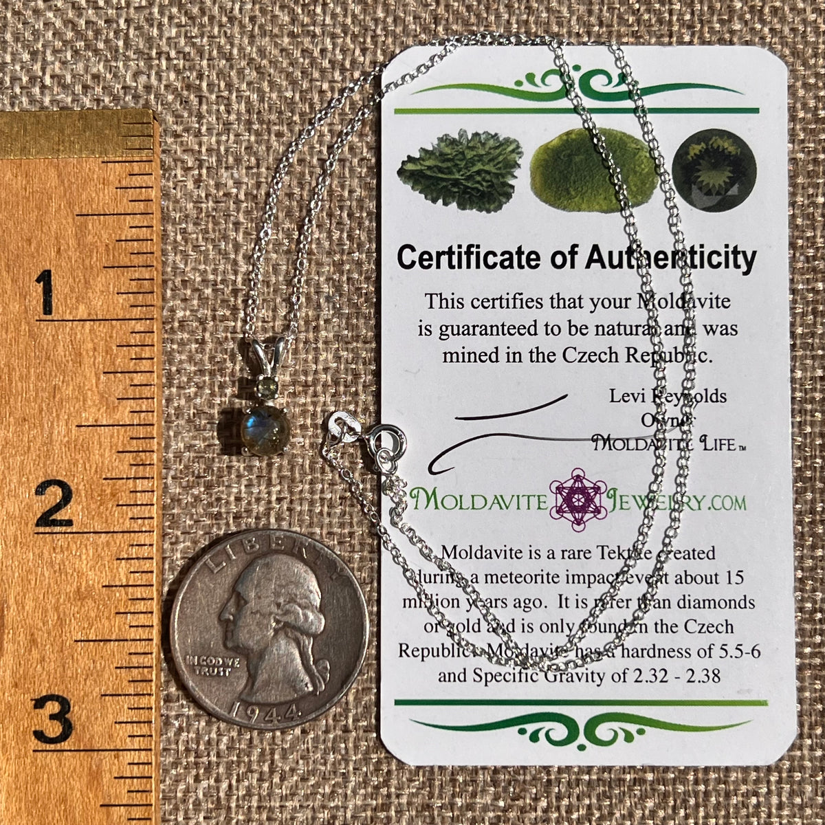 Labradorite & Moldavite Necklace Sterling Silver #8899-Moldavite Life