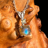 Labradorite & Moldavite Necklace Sterling Silver #8899-Moldavite Life