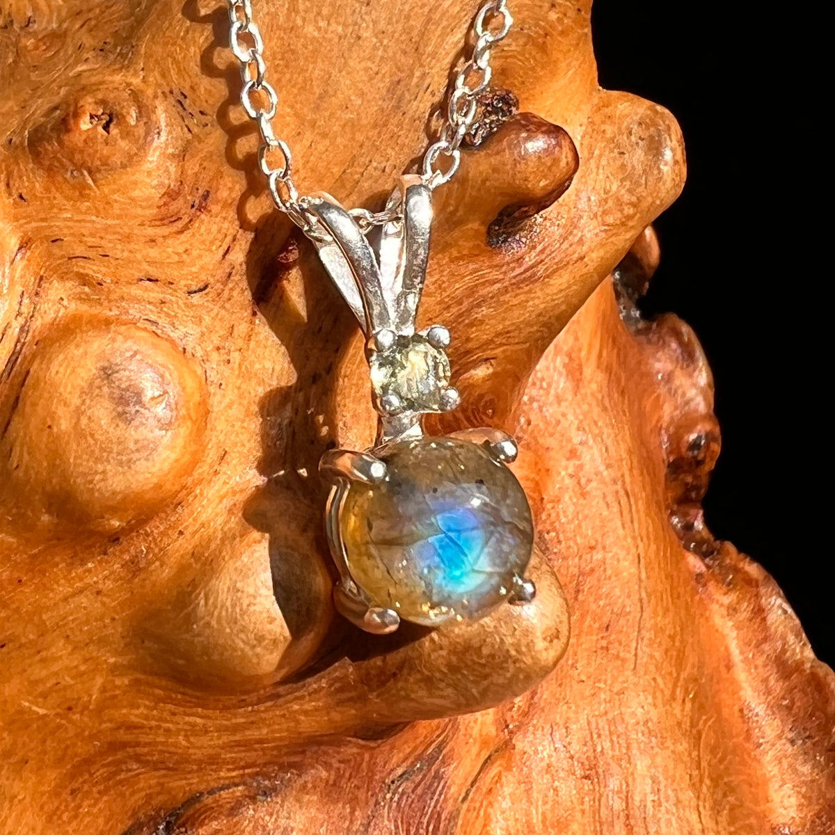 Labradorite & Moldavite Necklace Sterling Silver #8899-Moldavite Life