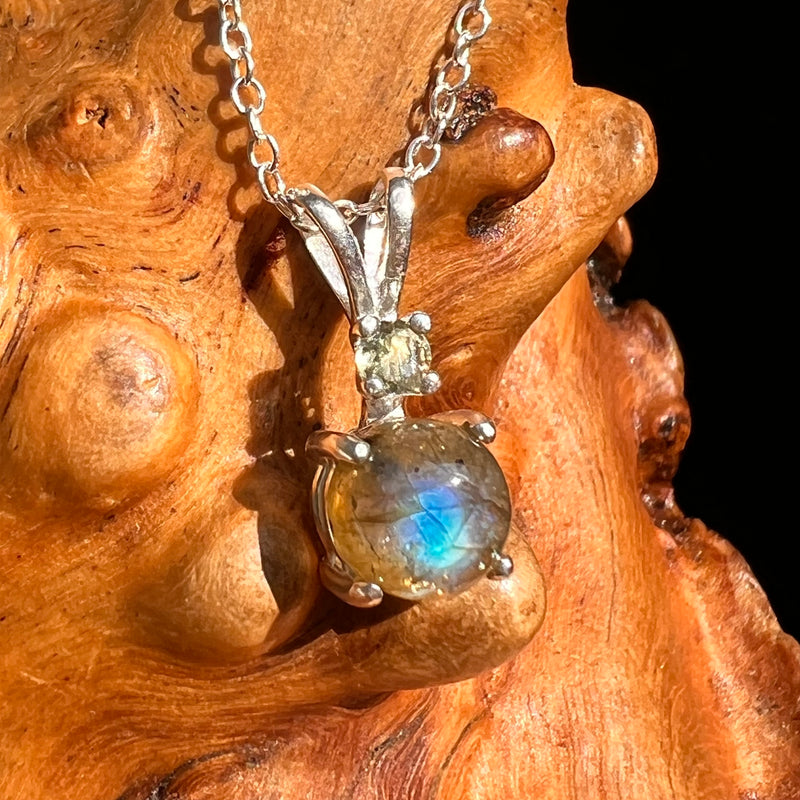 Labradorite & Moldavite Necklace Sterling Silver #8899-Moldavite Life