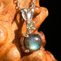 Labradorite & Moldavite Necklace Sterling Silver #8901-Moldavite Life