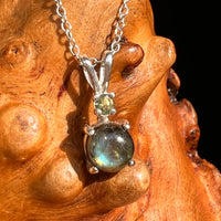 Labradorite & Moldavite Necklace Sterling Silver #8901-Moldavite Life