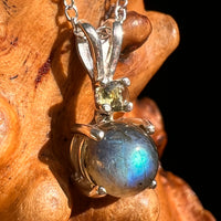 Labradorite & Moldavite Necklace Sterling Silver #8902-Moldavite Life