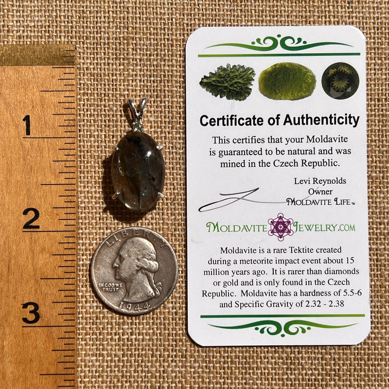 Labradorite & Moldavite Pendant Sterling Silver #5615-Moldavite Life
