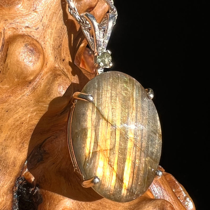 Labradorite & Moldavite Pendant Sterling Silver #5617-Moldavite Life