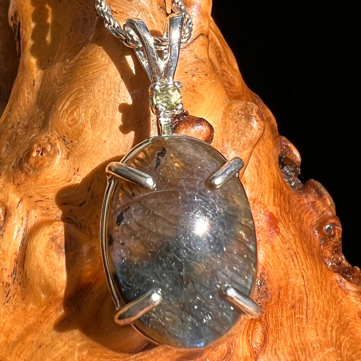 Labradorite & Moldavite Pendant Sterling Silver #5618-Moldavite Life