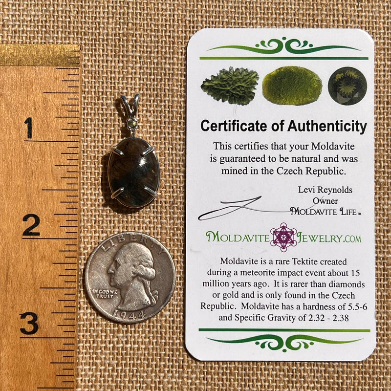 Labradorite & Moldavite Pendant Sterling Silver #5618-Moldavite Life
