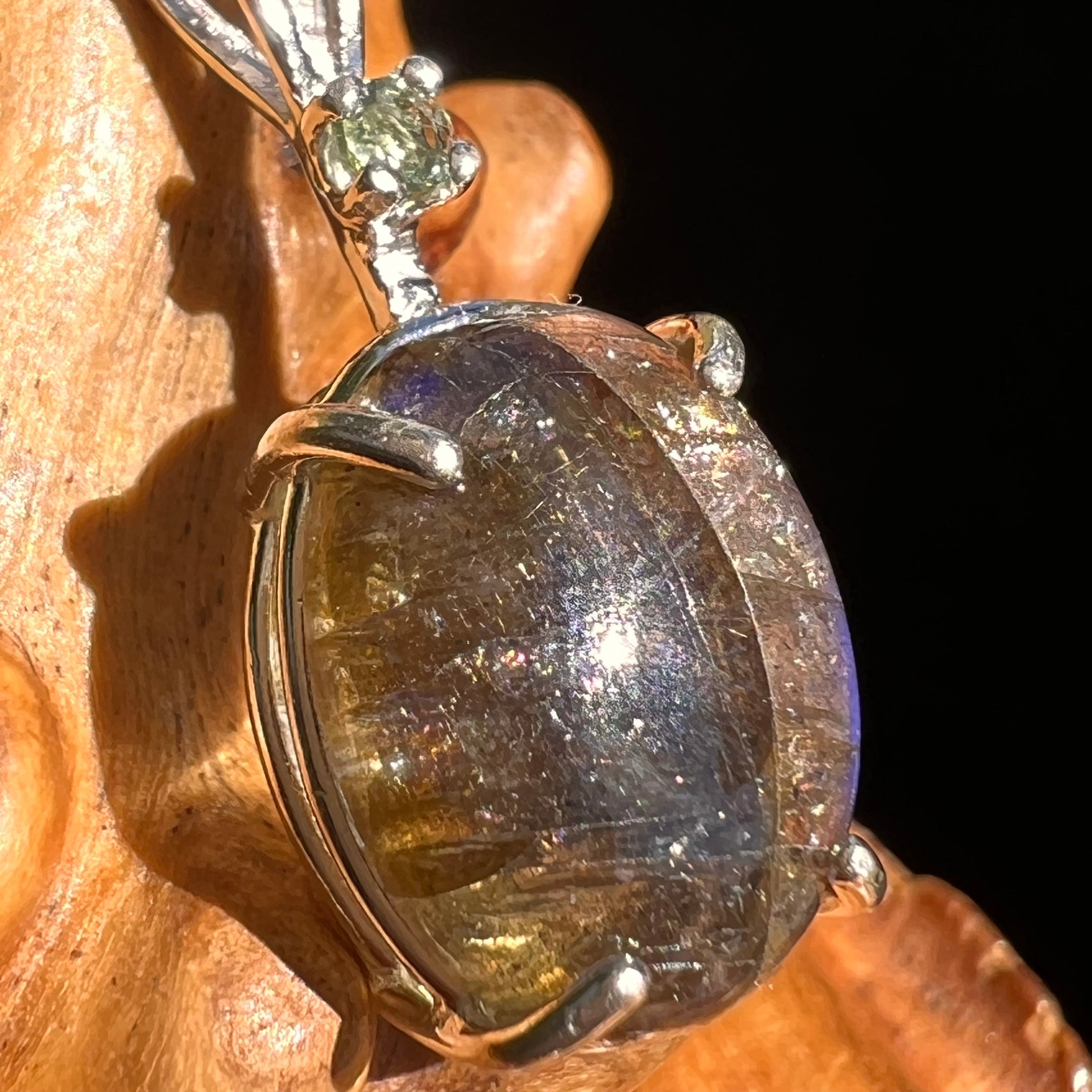 Labradorite & Moldavite Pendant Sterling Silver #5620-Moldavite Life