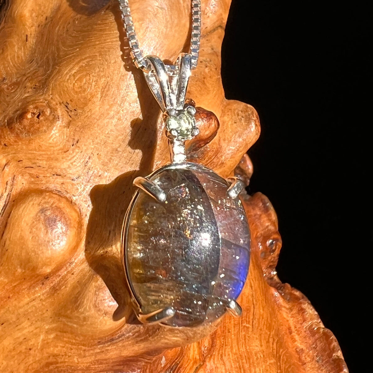 Labradorite & Moldavite Pendant Sterling Silver #5620-Moldavite Life