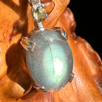 Labradorite & Moldavite Pendant Sterling Silver #8889-Moldavite Life