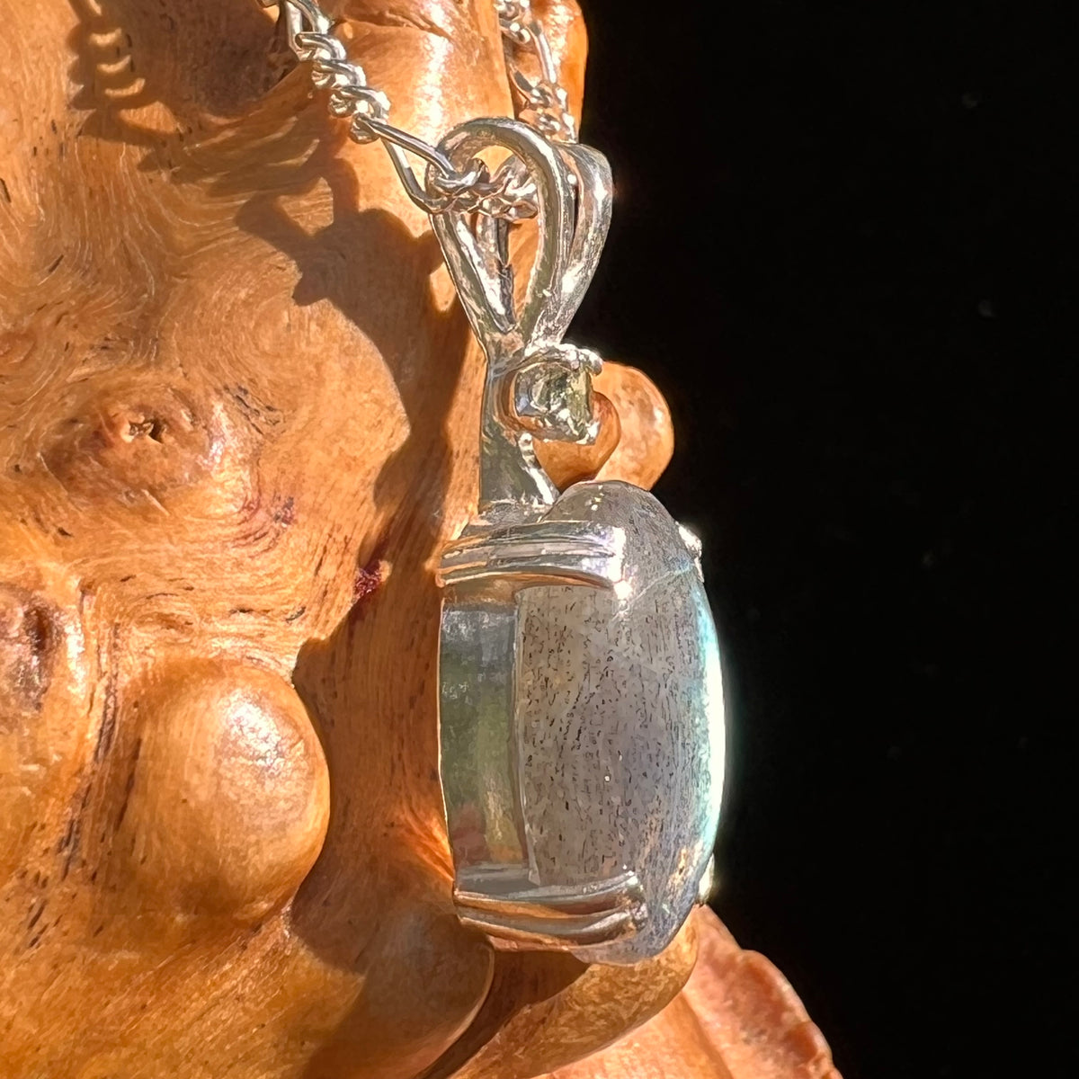 Labradorite & Moldavite Pendant Sterling Silver #8890-Moldavite Life