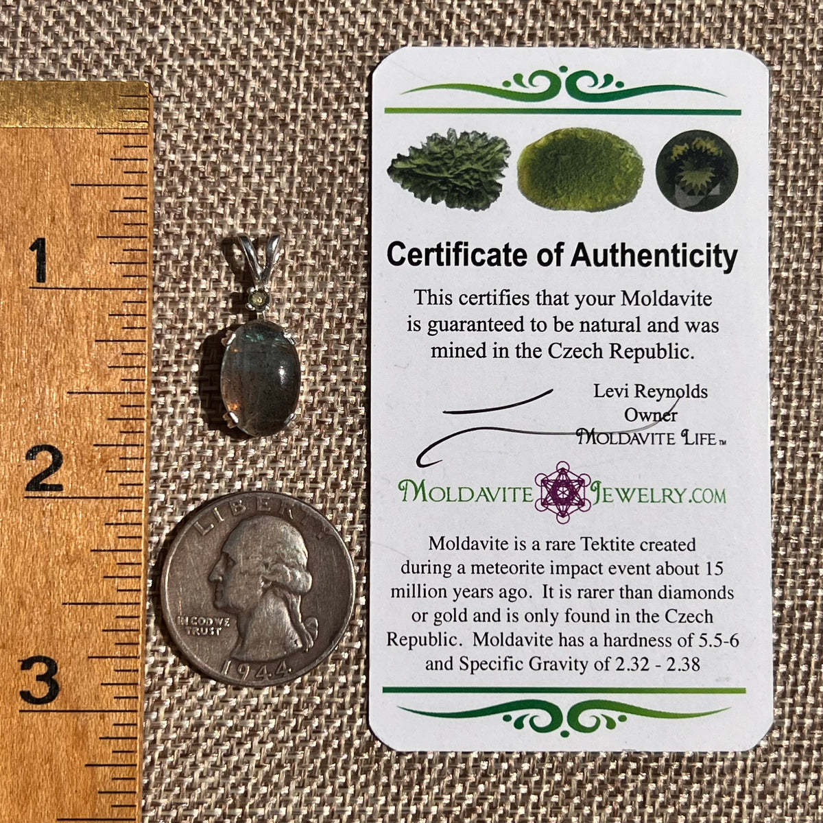 Labradorite & Moldavite Pendant Sterling Silver #8890-Moldavite Life