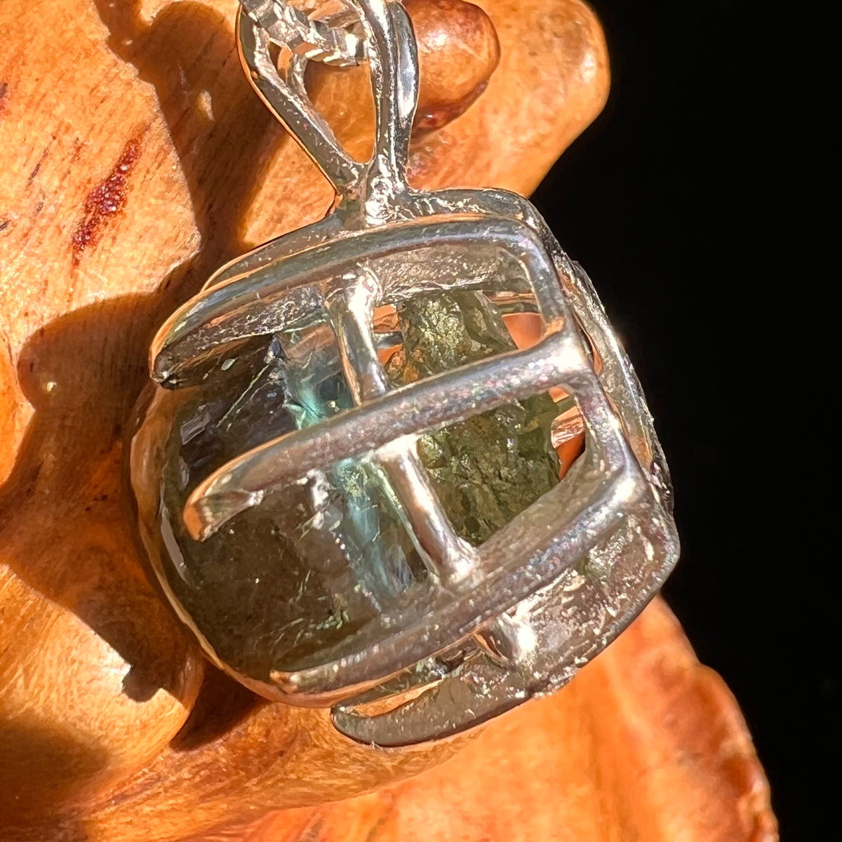 Labradorite & Moldavite Pendant Sterling Silver "Hidden Gem" #8891-Moldavite Life