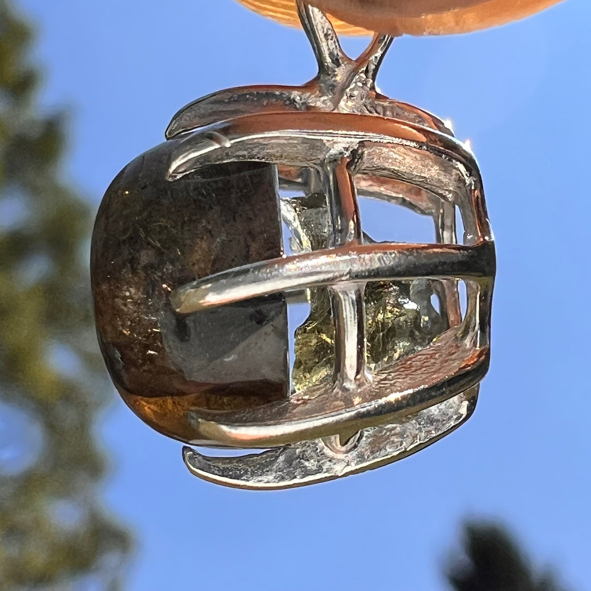 Labradorite & Moldavite Pendant Sterling Silver "Hidden Gem" #8892-Moldavite Life