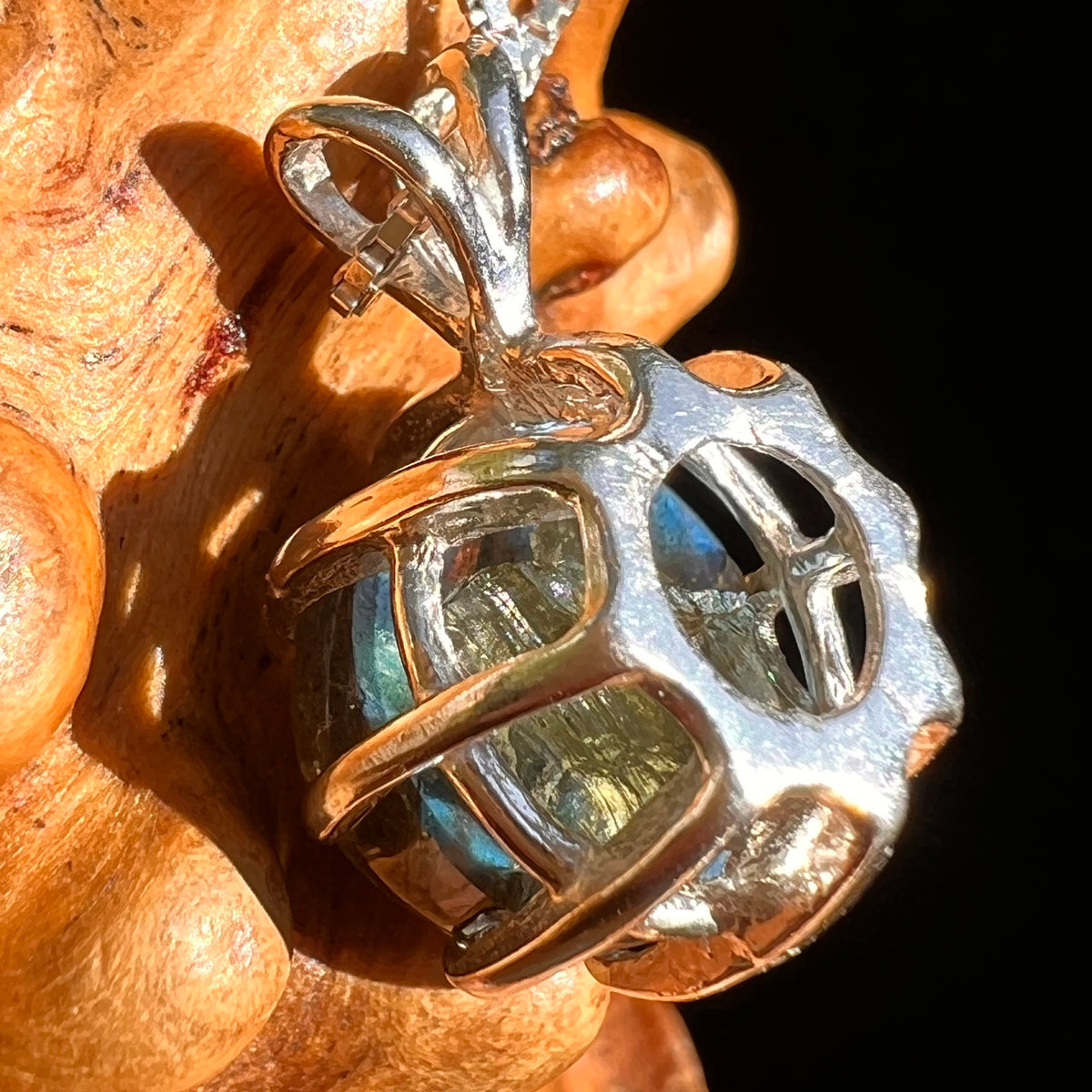 Labradorite & Moldavite Pendant Sterling Silver "Hidden Gem" #8892-Moldavite Life
