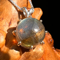 Labradorite & Moldavite Pendant Sterling Silver "Hidden Gem" #8893-Moldavite Life