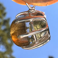 Labradorite & Moldavite Pendant Sterling Silver "Hidden Gem" #8893-Moldavite Life
