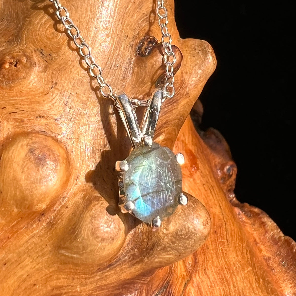 Labradorite Necklace Sterling Silver #5248-Moldavite Life
