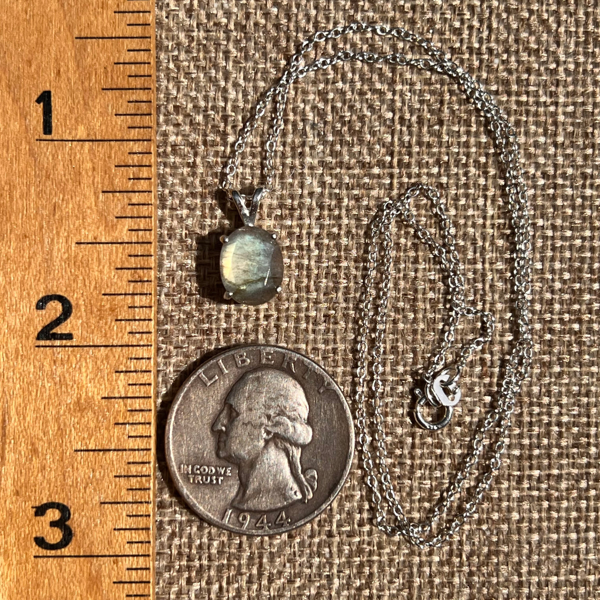 Labradorite Necklace Sterling Silver #8903-Moldavite Life