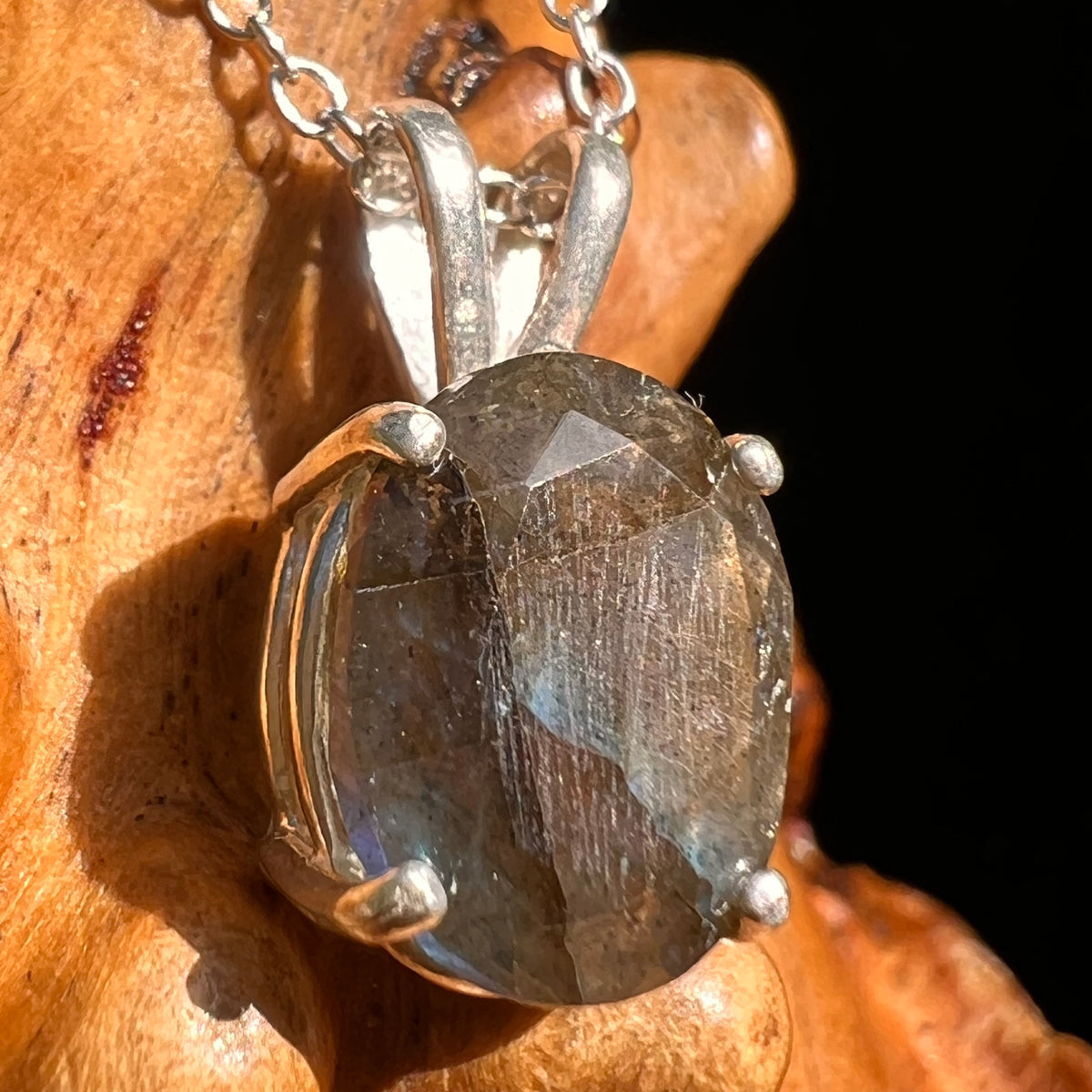 Labradorite Necklace Sterling Silver #8904-Moldavite Life