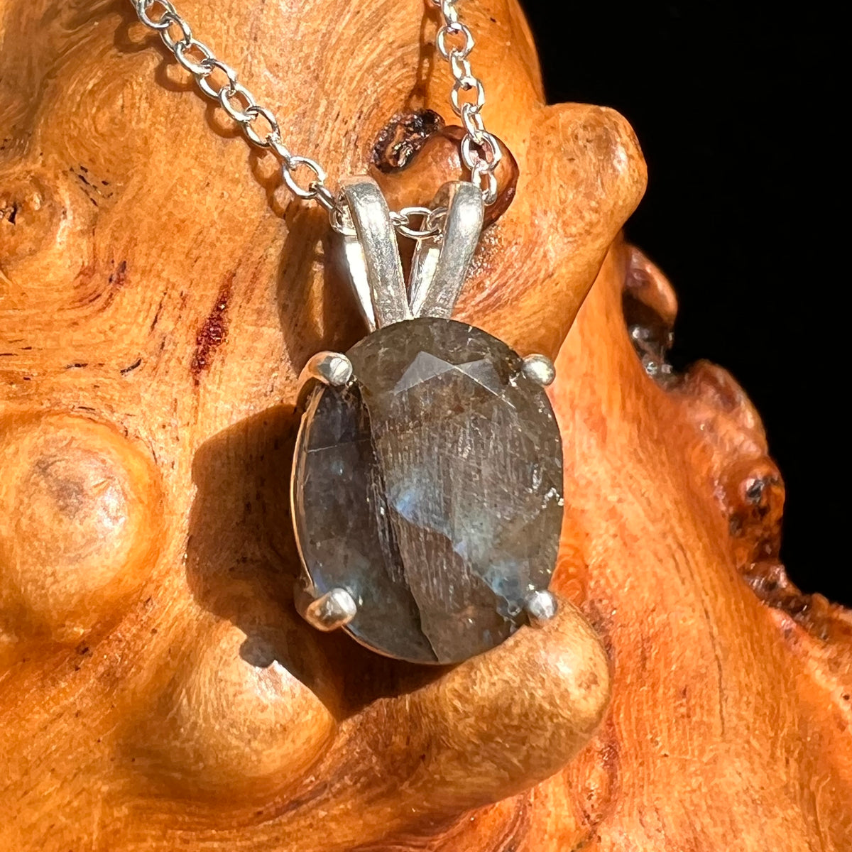 Labradorite Necklace Sterling Silver #8904-Moldavite Life
