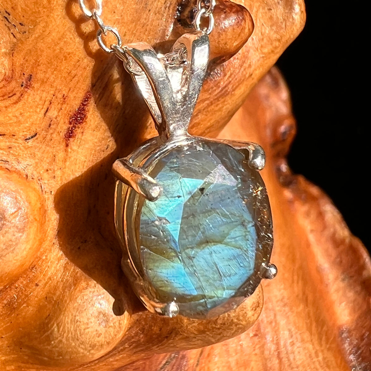 Labradorite Necklace Sterling Silver #8905-Moldavite Life
