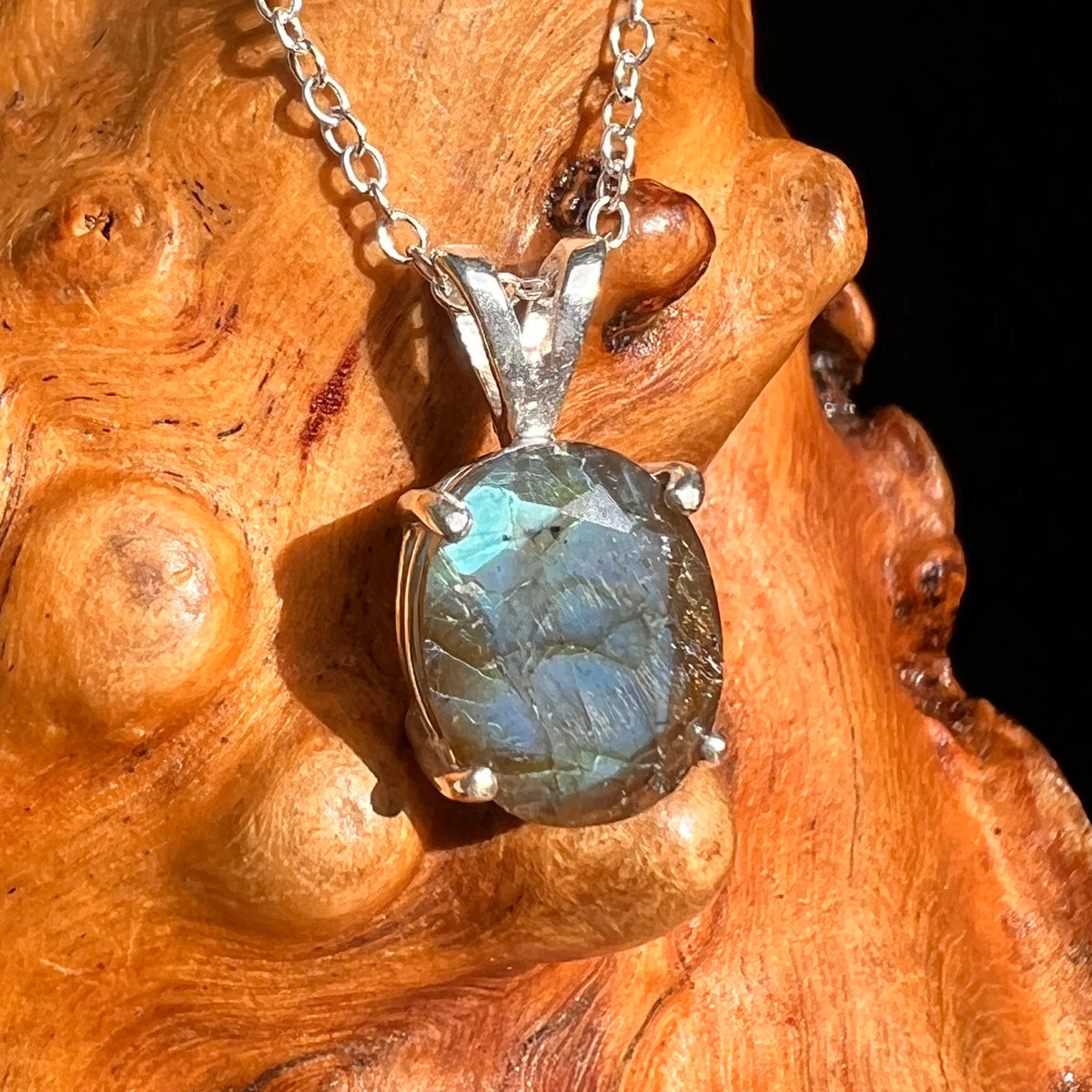 Labradorite Necklace Sterling Silver #8905-Moldavite Life