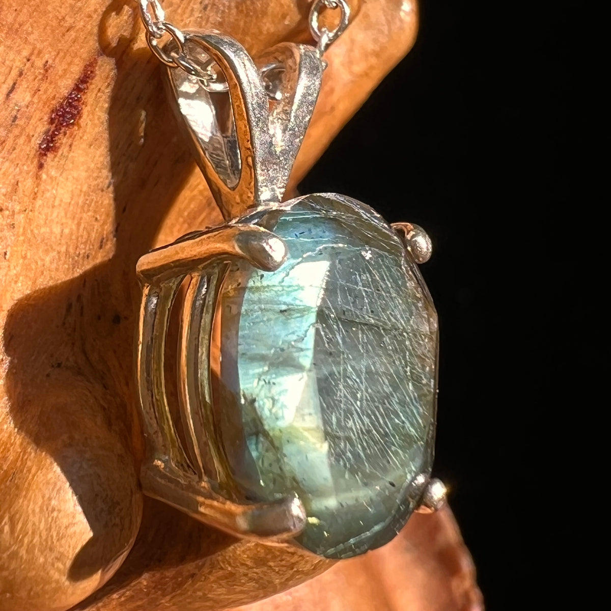Labradorite Necklace Sterling Silver #8906-Moldavite Life