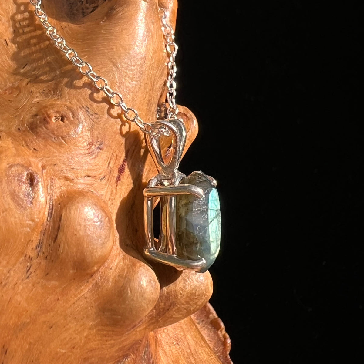 Labradorite Necklace Sterling Silver #8906-Moldavite Life