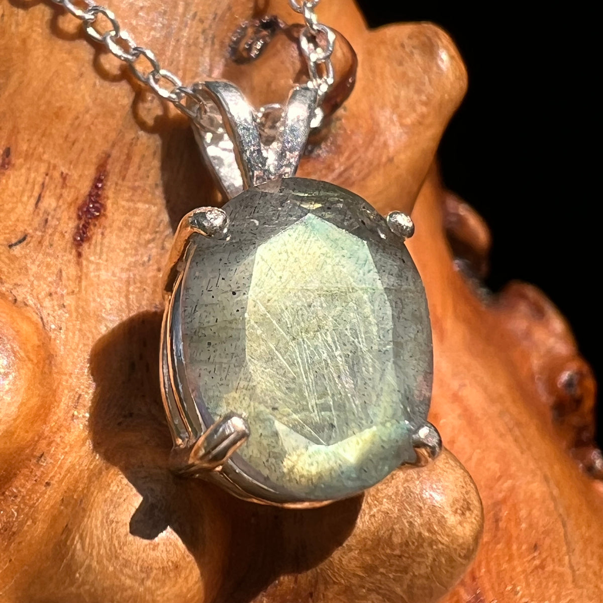 Labradorite Necklace Sterling Silver #8907-Moldavite Life