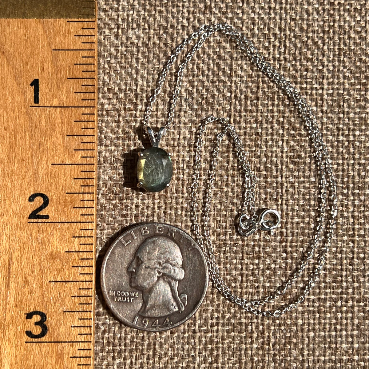 Labradorite Necklace Sterling Silver #8907-Moldavite Life
