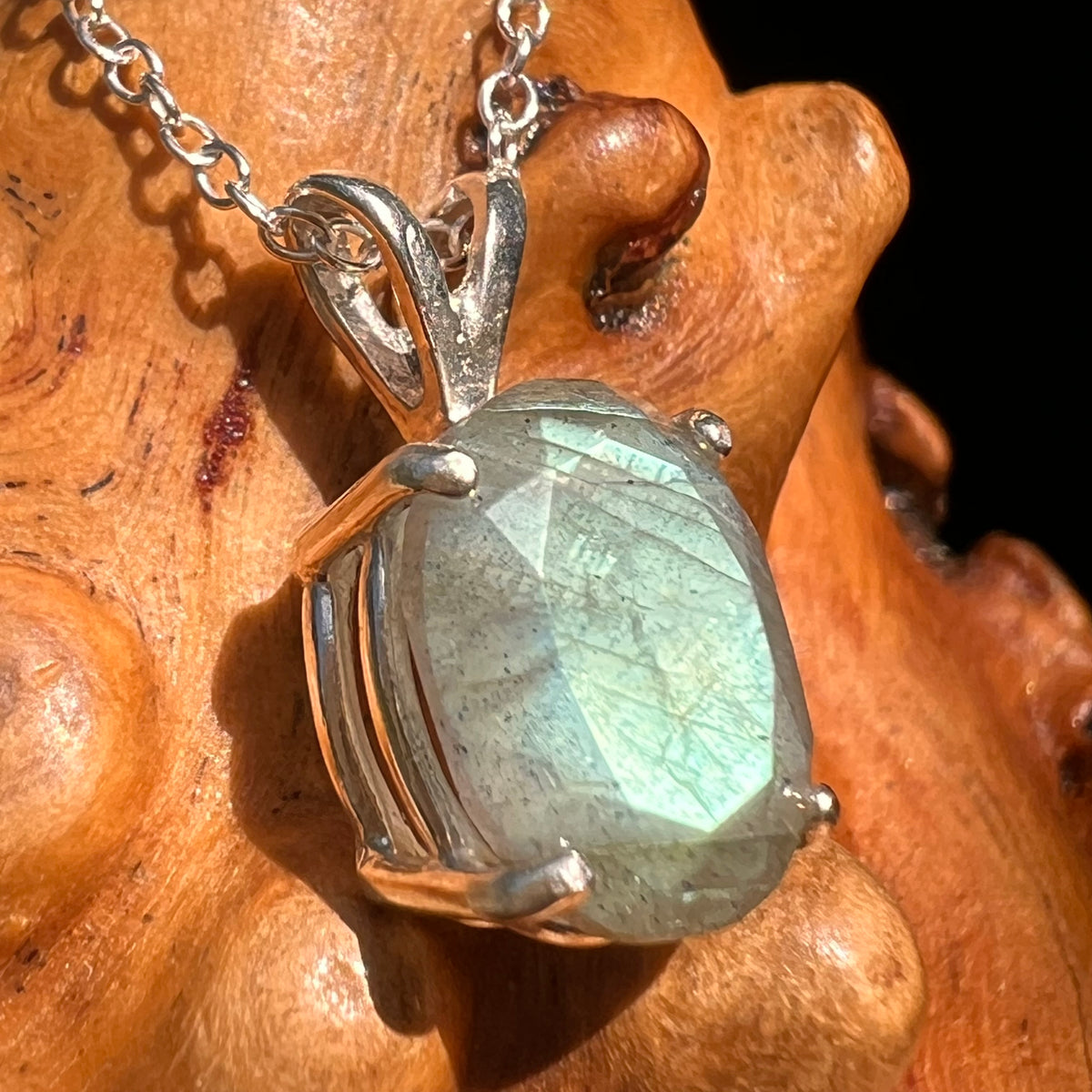 Labradorite Necklace Sterling Silver #8909-Moldavite Life