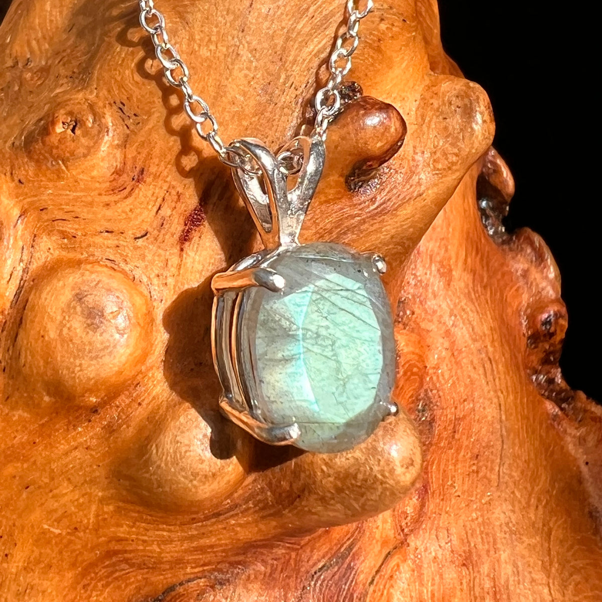 Labradorite Necklace Sterling Silver #8909-Moldavite Life