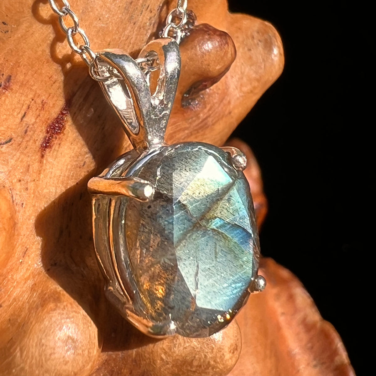 Labradorite Necklace Sterling Silver #8910-Moldavite Life