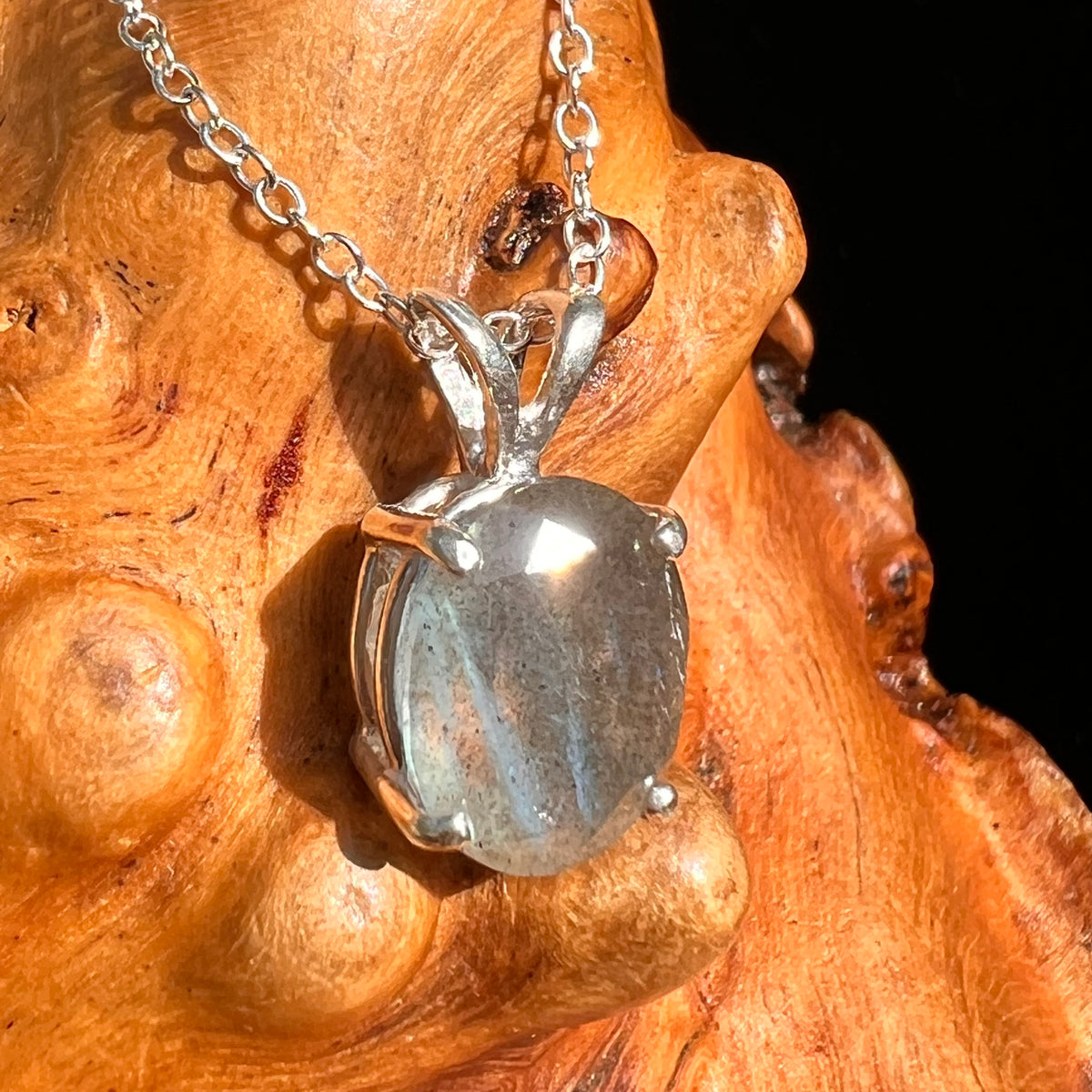 Labradorite Necklace Sterling Silver #8911-Moldavite Life