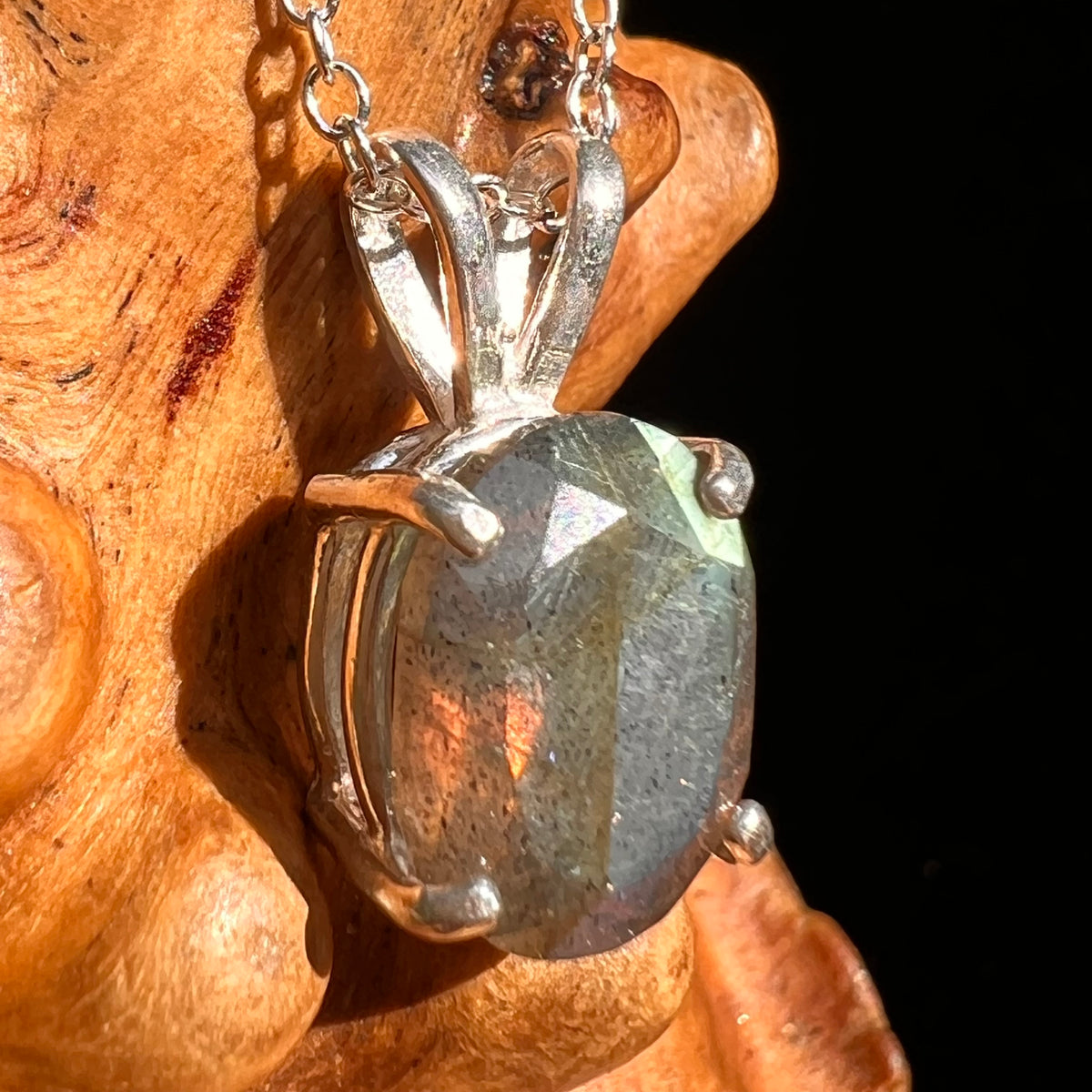 Labradorite Necklace Sterling Silver #8912-Moldavite Life