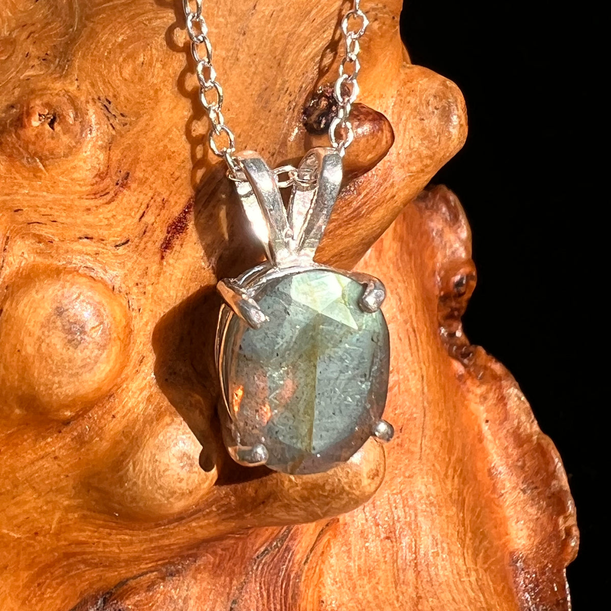 Labradorite Necklace Sterling Silver #8912-Moldavite Life