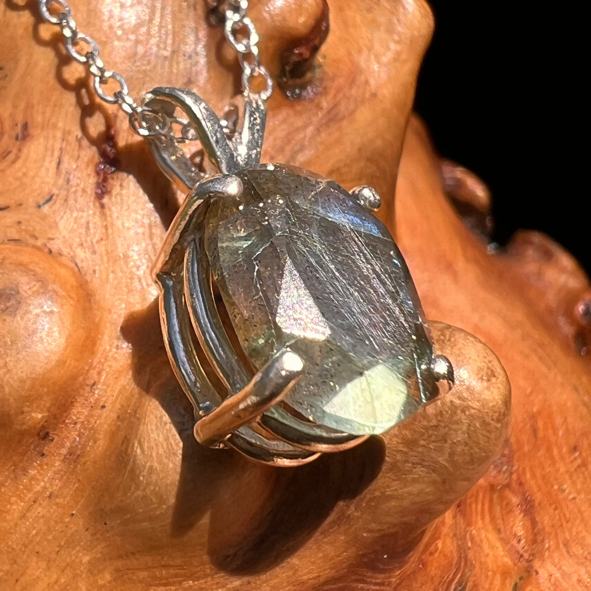 Labradorite Necklace Sterling Silver #8913-Moldavite Life
