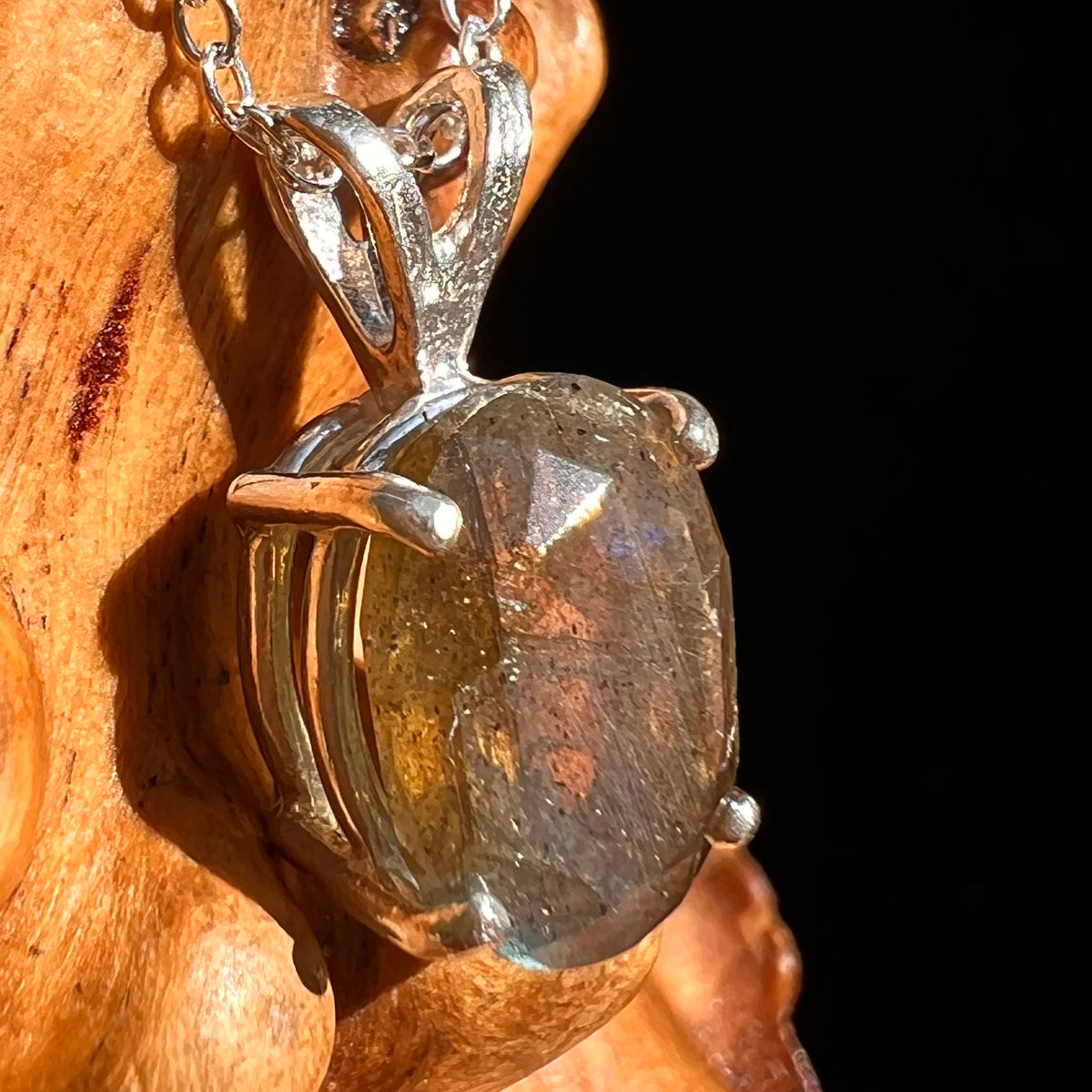 Labradorite Necklace Sterling Silver #8913-Moldavite Life